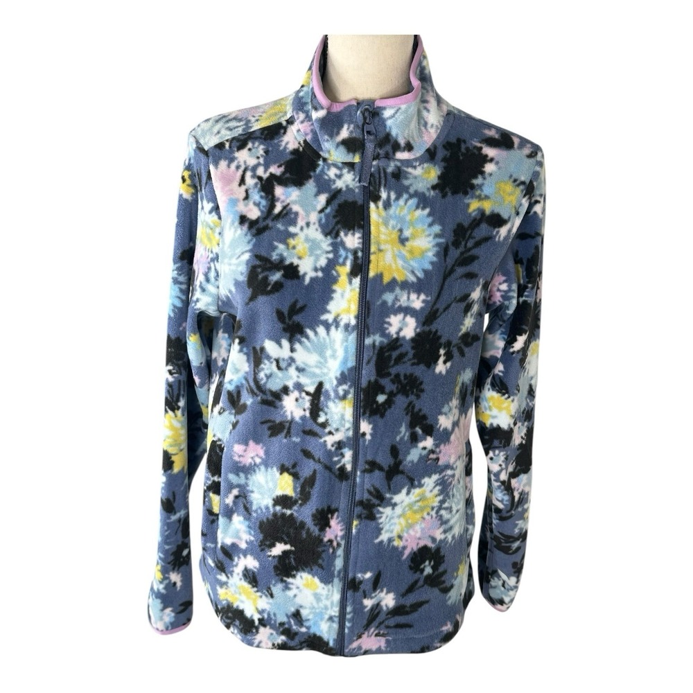 Vera Bradley Fleece Full Zip Jacket Chrysanthemum Crush Size XS Blue Purple